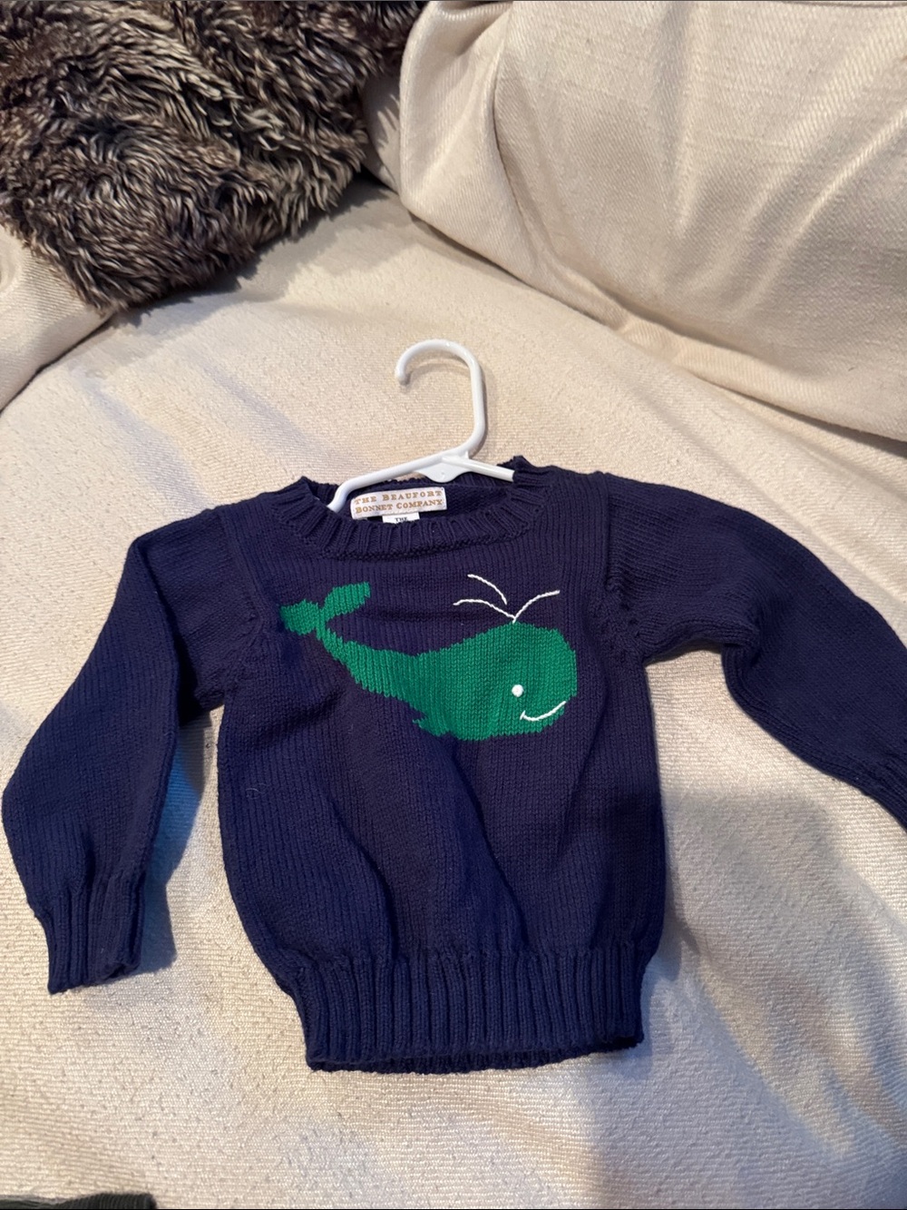 The Beaufort Bonnet Company Navy Sweater with Green Whale